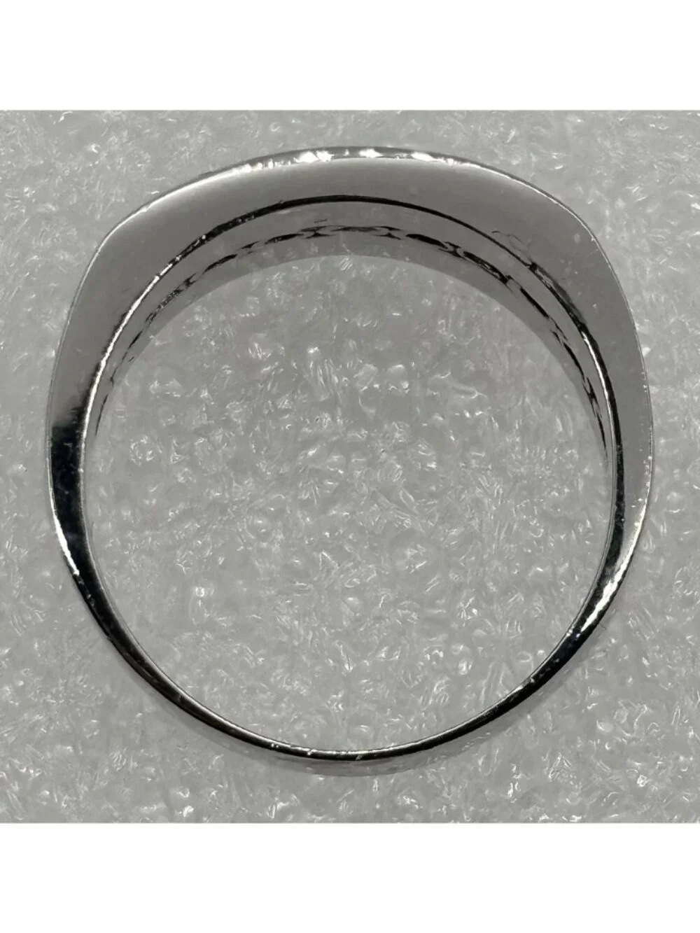 Mens Stainless Steel Ring Channel Set CZ and Black Rhinestones Modern Not Signed
